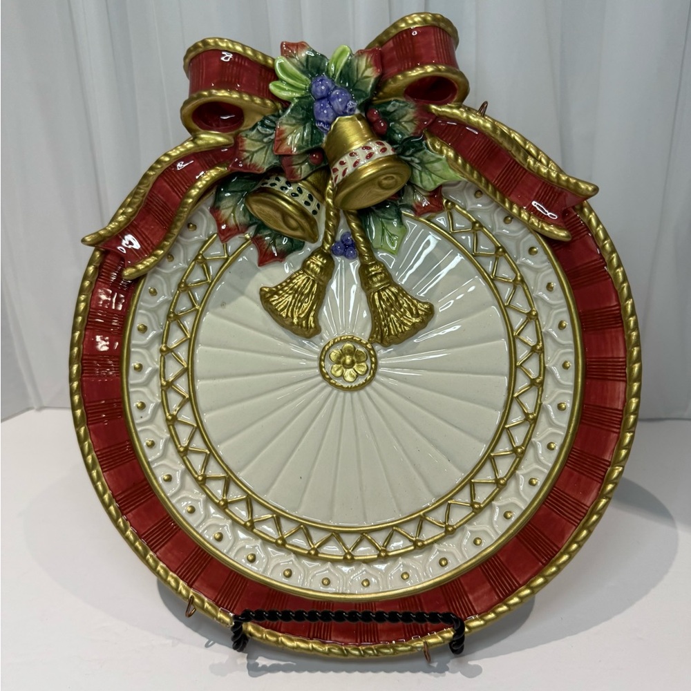 Fitz and Floyd (vintage) Christmas Deer Canapé Plate